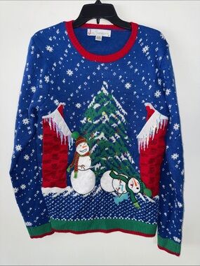 Jolly Sweaters Light Up Ugly Christmas Sweater‎ Snowman Attack Size Small